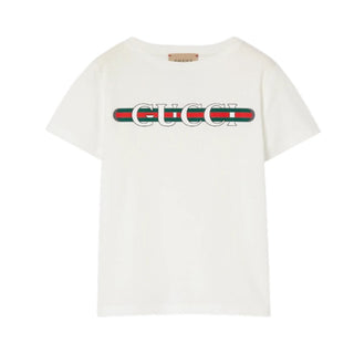 Gucci T-shirt Bianca Con Stampa Web Per Bambini 561651-XJGPI-9214