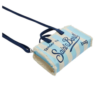 Mc2 Saint Barth Micro Borsa In Canvas A Righe Azzurre PHONE001/02689L