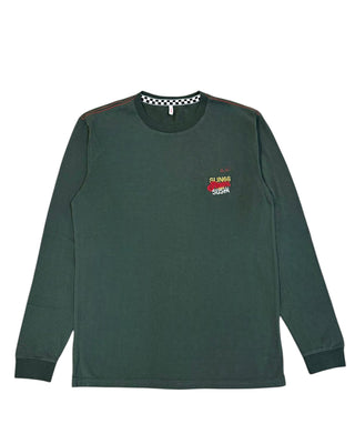 Sun68 T-shirt verde a maniche lunghe T40322