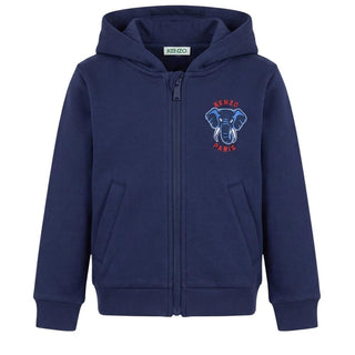 Kenzo Felpa Blu Con Zip E Cappuccio Per Bambino K60813