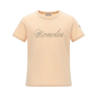 Moncler T-shirt Rosa Nude In Jersey Con Strass K19548C00016-51N
