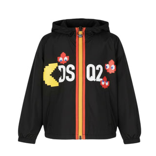 Dsquared2 Giubbino antivento nero con cappuccio DQ2164-D00BN