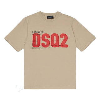 Dsquared2 T-shirt Beige Con Stampa Per Bambini DQ3173-D0AGP-DQ717