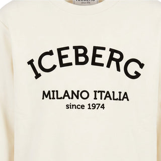 Iceberg Felpa Girocollo Avorio Con Logo MFICE7334J-V1 Per Bambini