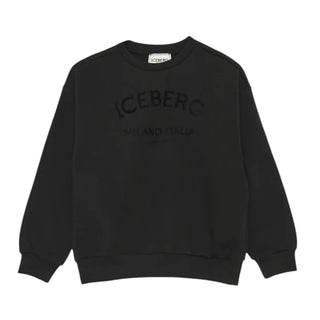 Iceberg Felpa girocollo in cotone con logo frontale MFICE6333J