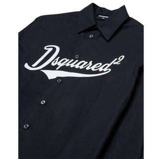 Dsquared2 Camicia nera in popeline con logo DQ3225-D007D-DQ900