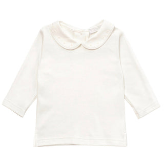 Coccodè T-shirt avorio in jersey con colletto da bambina C62184J
