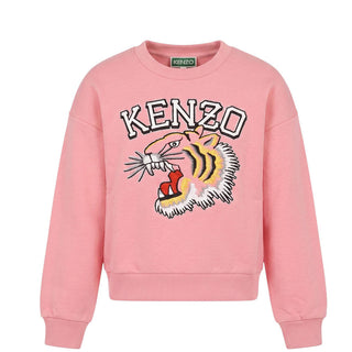 Kenzo Felpa Rosa Con Ricamo Per Bambina K60692
