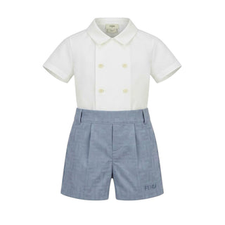 Fendi Completo Con Camicia E Pantaloncino Celeste Per Neonato MBL167-AS64
