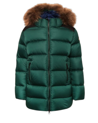 Colmar Giubbino verde lungo con cappuccio e logo 3402F