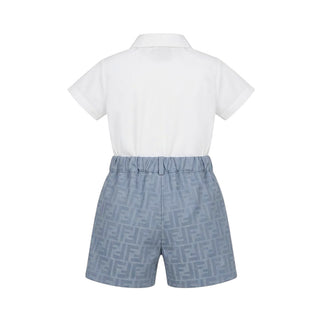 Fendi Completo Con Camicia E Pantaloncino Celeste Per Neonato MBL167-AS64