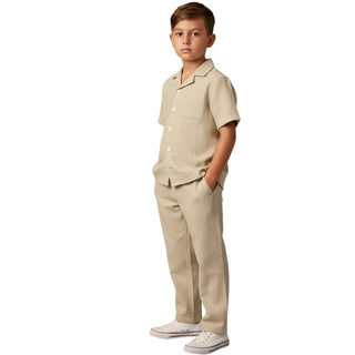 Daniele Alessandrini Pantaloni Beige In Misto Viscosa Per Bambino 1235P00499BG