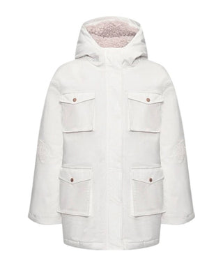 Ermanno Scervino Giubbino avorio con cappuccio e ricami SFGB024