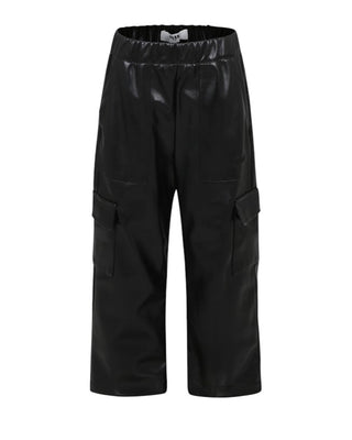 Msgm Pantaloni cargo neri in similpelle F4MSJGPA147