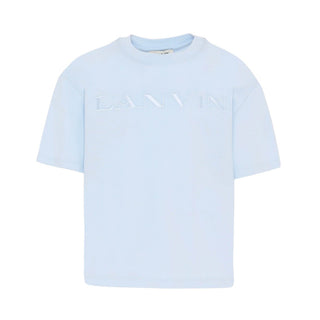 Lanvin T-shirt Celeste Con Logo Per Bambini N30360/79L