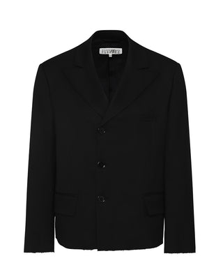 Maison Margiela Giacca nera in fresco di lana con Numeric logo M60831-MM03D