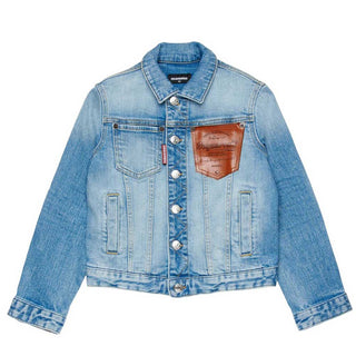 Dsquared2 Giubbino in denim chiaro con logo DQ3240-D0AF3-DQ01
