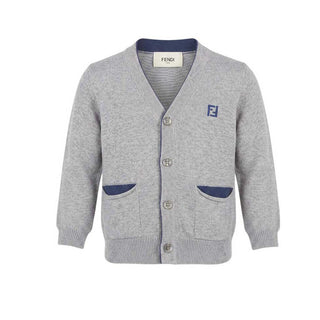 Fendi Cardigan Grigio In Cotone Per Neonato BMG036-AGTE