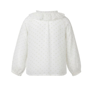 Dottor Kids Camicia bianca a pois da neonata DK327