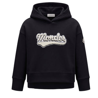 Moncler Felpa Nera Con Cappuccio Per Bambina I29548G00010