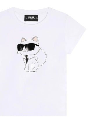 Karl Lagerfeld T-shirt bianca con stampa frontale Z30211