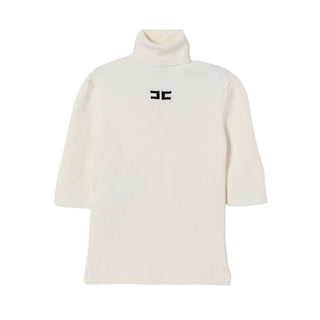 Elisabetta Franchi Maglia Lupetto nero a costine con logo EFMA176.C