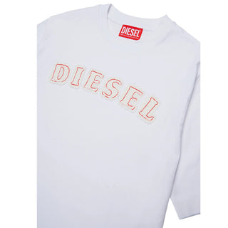 Diesel T-shirt Bianca In Jersey Con Logo J02992-KYA1Y-K100 Per Bambini