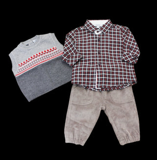 Aletta Completo Neonato mrs333927 3 Pezzi Camicia Pantalone Gilet