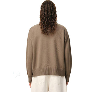 Amis Paris Maglia Girocollo Beige In Misto Cotone UKS859.KN0156/A117