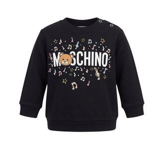 Moschino Felpa Girocollo Nera In Cotone MSF02P Per Neonato
