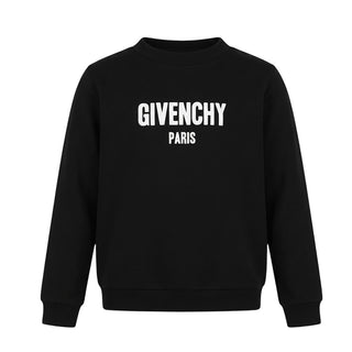 Givenchy Felpa Girocollo Nera Con Logo Per Bambina H15003