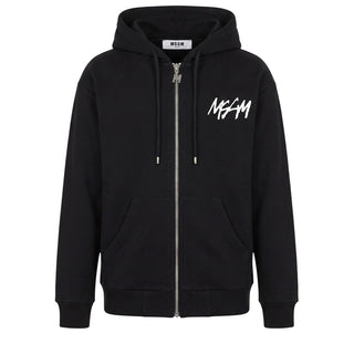MSGM Felpa Nera Con Zip E Cappuccio Per Bambini 020247