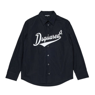 Dsquared2 Camicia nera in popeline con logo DQ3225-D007D-DQ900