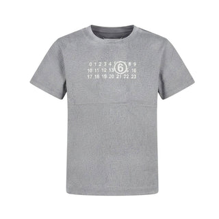 MM6 Maison Margiela T-shirt Grigia A Maniche Corte Con Logo M61139-MM02Y-M6912 Per Bambini