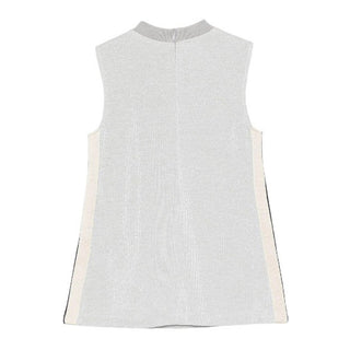 Palm Angels Abito grigio glitterato con logo ricamato PGCM006F25FLE0017210