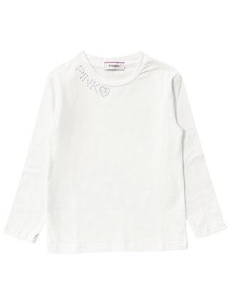 Pinko T-shirt bianca in jersey con strass F4PIBGTH209