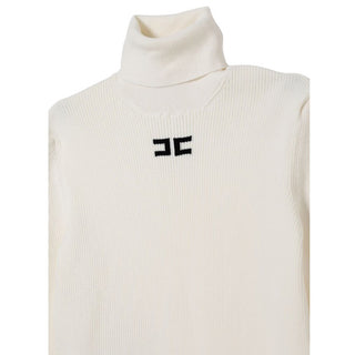 Elisabetta Franchi Maglia Lupetto nero a costine con logo EFMA176.C