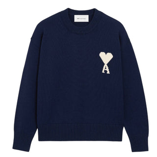 Amis Paris Maglia Girocollo Blu In Misto Cotone UKS859.KN0156/A116