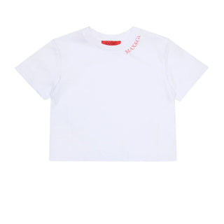 Max&Co. T-shirt cropped bianca con logo MX0334-MX057