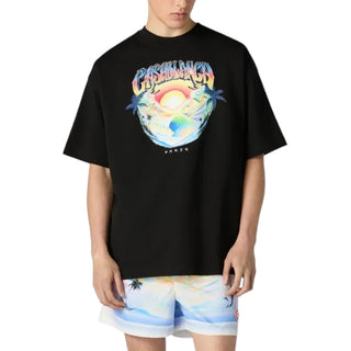 Casa Blanca T-shirt Nera Con Stampa Airspray M-PF26-JTS-078-02 Per Uomo