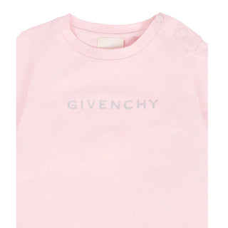 Givenchy T-shirt avorio in jersey con logo argento H30903