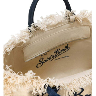 Mc2 Saint Barth Borsa Colette In Canvas Panna Con Logo COL0001/02564L