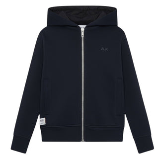 Sun68 Felpa Blu Navy Con Zip E Cappuccio Per Bambino F36333/07