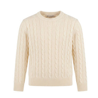 Roy Roger's Maglia Avorio A Trecce In Misto Lana RH152/0112 Per Bambini