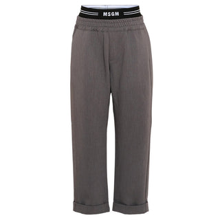 MSGM Pantaloni Grigi A Gamba Dritta F6MSJBPA237/104 Per Bambino