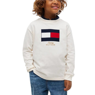 Tommy Hilfiger T-shirt Avorio A Maniche Lunghe KB0KB10651-Z00J Per Bambino