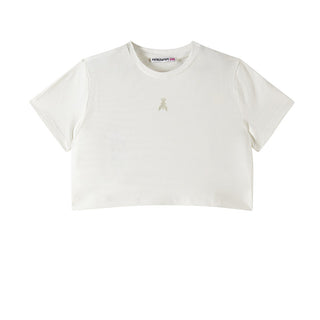 Patrizia Pepe T-shirt Cropped Bianca Con Stampa Fly 7M0987/J331-W146