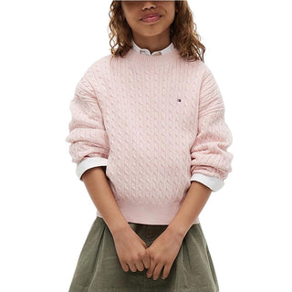 Tommy Hilfiger Maglia Rosa A Trecce In Cotone KG0KG08848-TJQJ Per Bambina