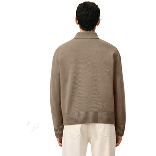 Amis Paris Cardigan Beige In Misto Cotone Unisex UKC380.KN0156/A117