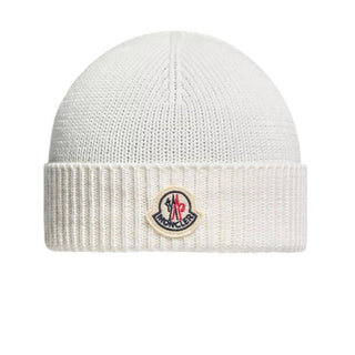 Moncler Cappello Bianco A Costine Con Patch Logo L19513B00006/002